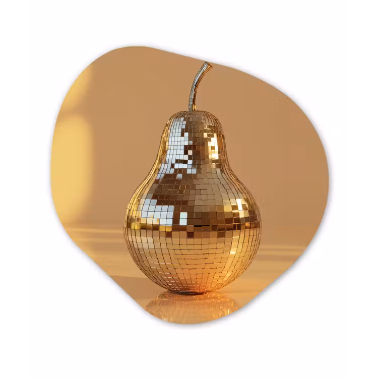 Goud - Disco - Glitter - Peer Wandcirkel Organisch Plexiglas middel -3d