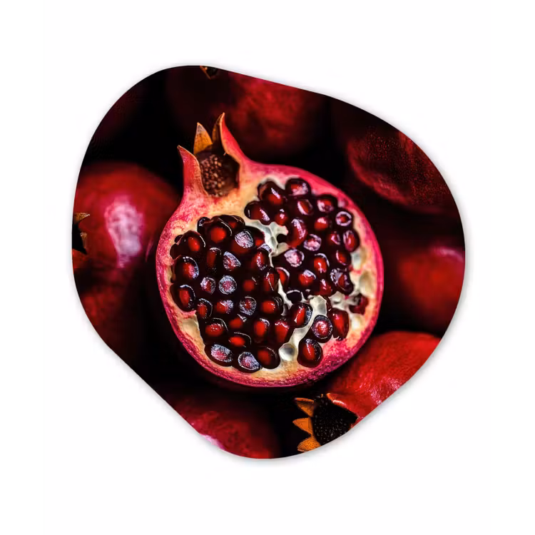 Granaatappel - Rood - Fruit Wandcirkel Organisch Plexiglas middel -3d