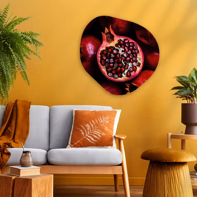 Granaatappel - Rood - Fruit Wandcirkel Organisch Plexiglas middel -sfeer4