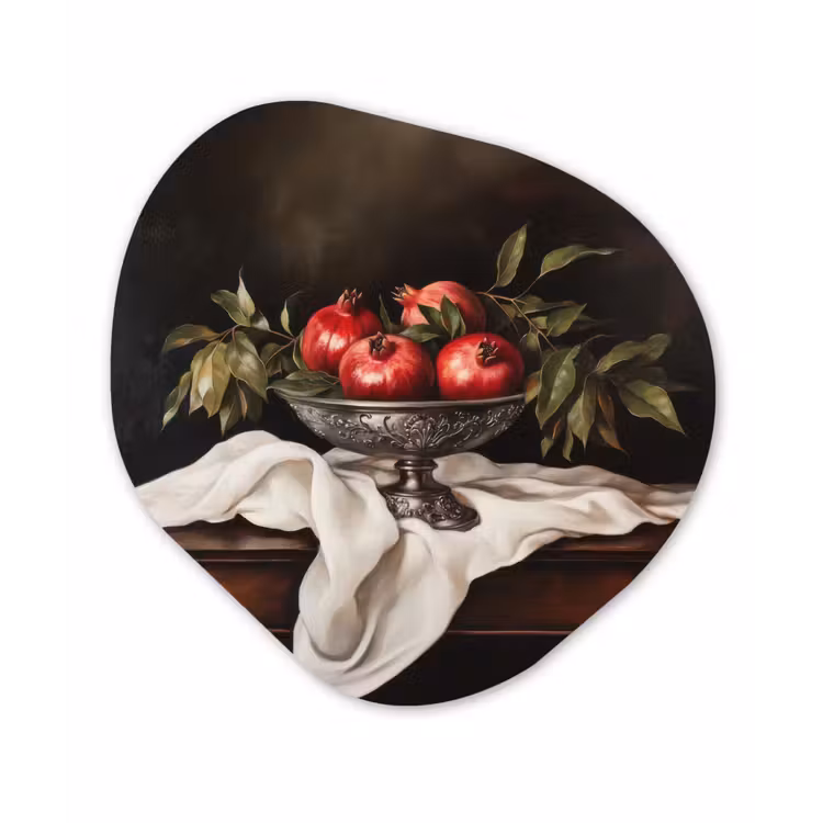 Granaatappels - Klassiek - Vintage Wandcirkel Organisch Plexiglas middel -3d