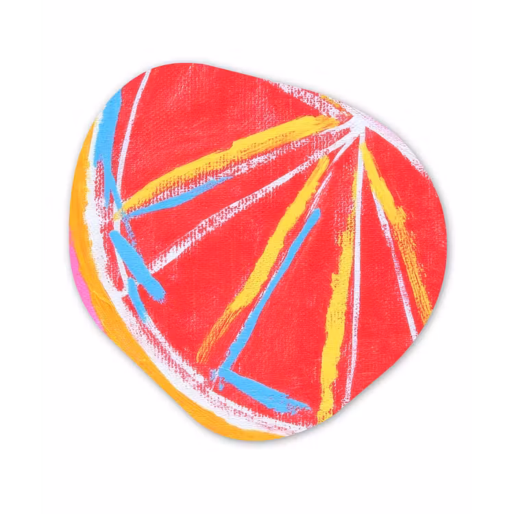 Grapefruit - Geschilderd - Roze - Strepen Wandcirkel Organisch Plexiglas middel -3d