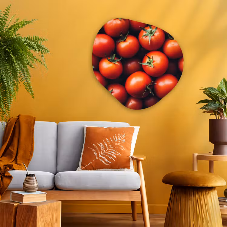 Groente - Rood - Tomaten Wandcirkel Organisch Plexiglas middel -sfeer4