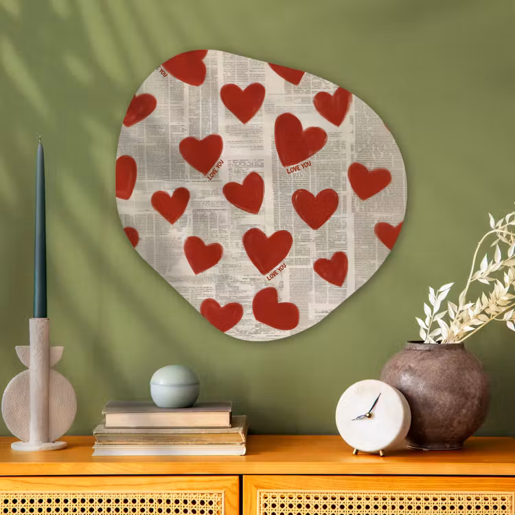 Hartjes - Krant - Loveyou Wandcirkel Organisch Plexiglas middel -sfeer2