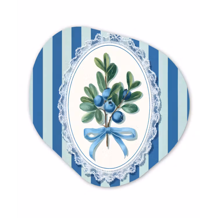 Illustratie - Bessen - Blauw - Strepen Wandcirkel Organisch Plexiglas middel -3d