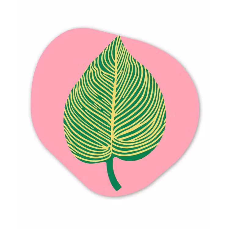 Illustratie - Blad - Minimalistisch - Groen Wandcirkel Organisch Plexiglas middel -3d
