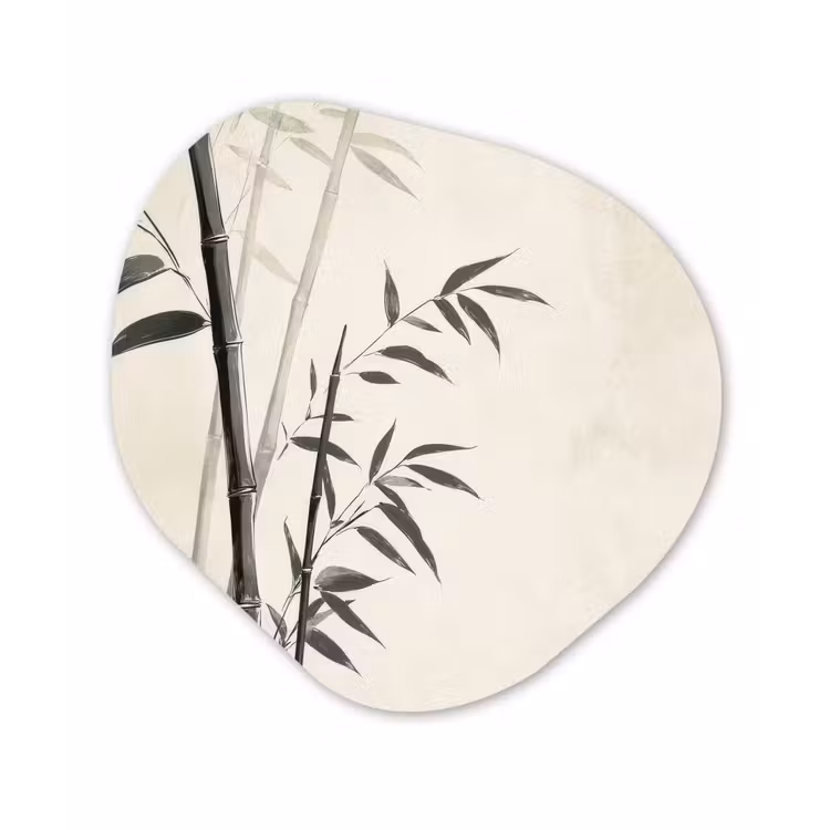 Japandi - Bamboe - Beige Wandcirkel Organisch Plexiglas middel -3d