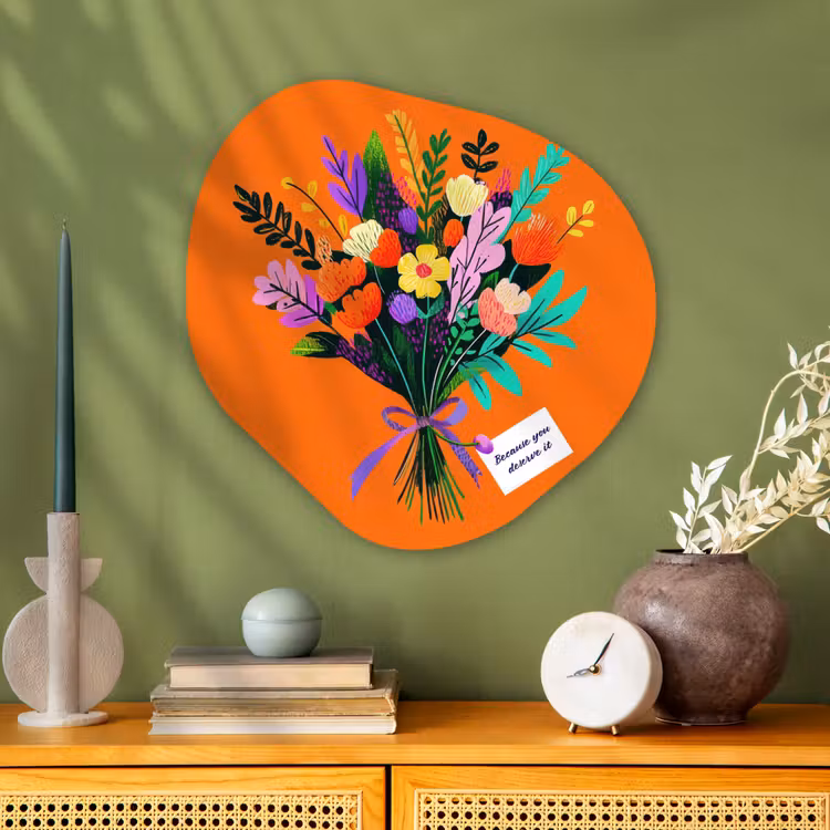 Kaartje - Boeket - Bloemen Wandcirkel Organisch Plexiglas middel -sfeer2