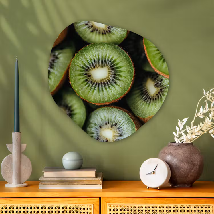 Kiwi - Fruit - Groen Wandcirkel Organisch Plexiglas middel -sfeer2