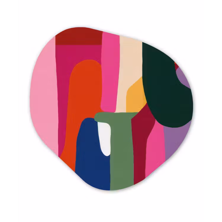 Kleurvakken - Recht - Rond - Abstract Wandcirkel Organisch Plexiglas middel -3d