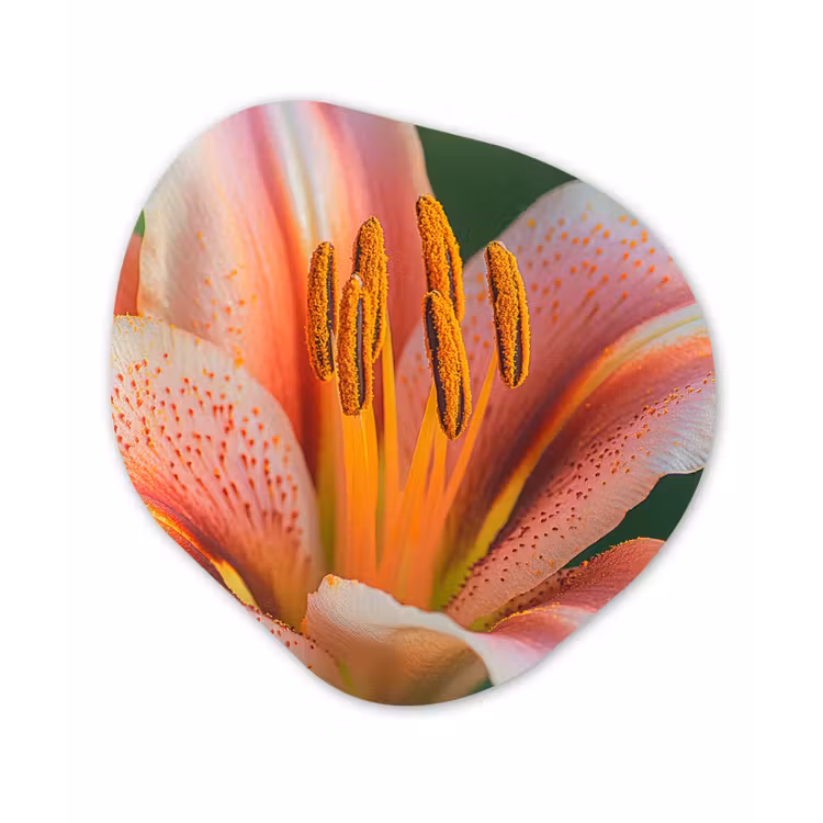 Lelie - Close up - Lichtroze Wandcirkel Organisch Plexiglas middel -3d
