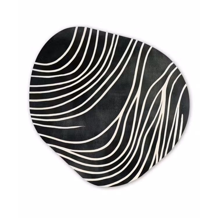 Lijnen - Patroon - Abstract - Wit Wandcirkel Organisch Plexiglas middel -3d