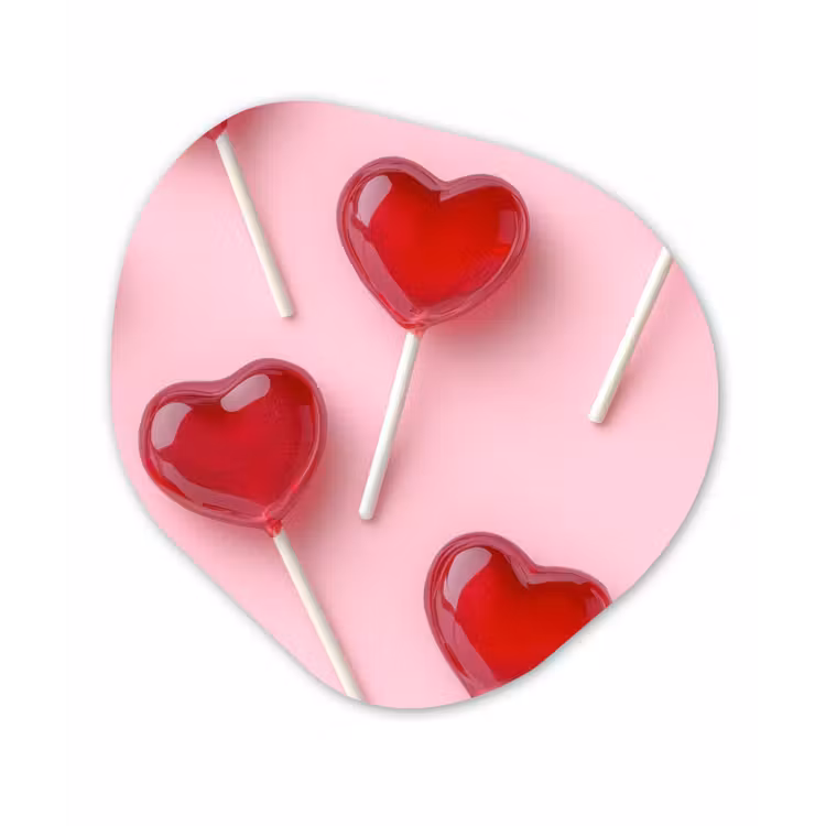 Lollies - Hartjes - Roze Wandcirkel Organisch Plexiglas middel -3d