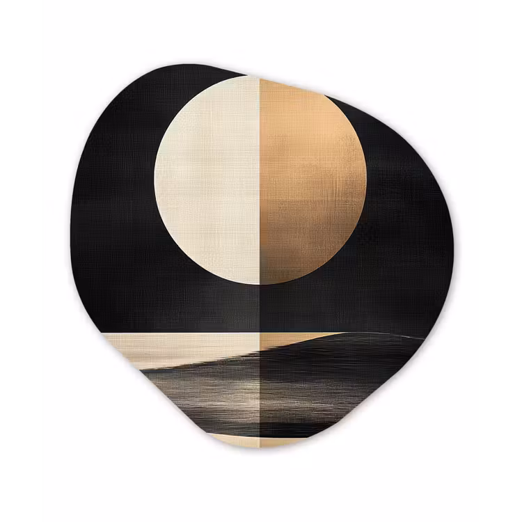 Maan - Cirkel - Goud Wandcirkel Organisch Plexiglas middel -3d