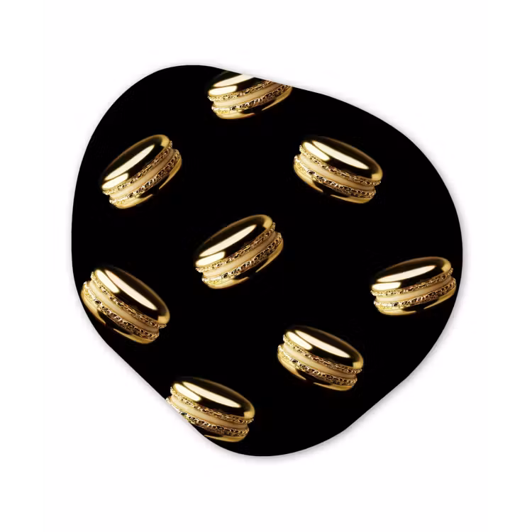 Macarons - Patroon - Goud - Zwart Wandcirkel Organisch Plexiglas middel -3d