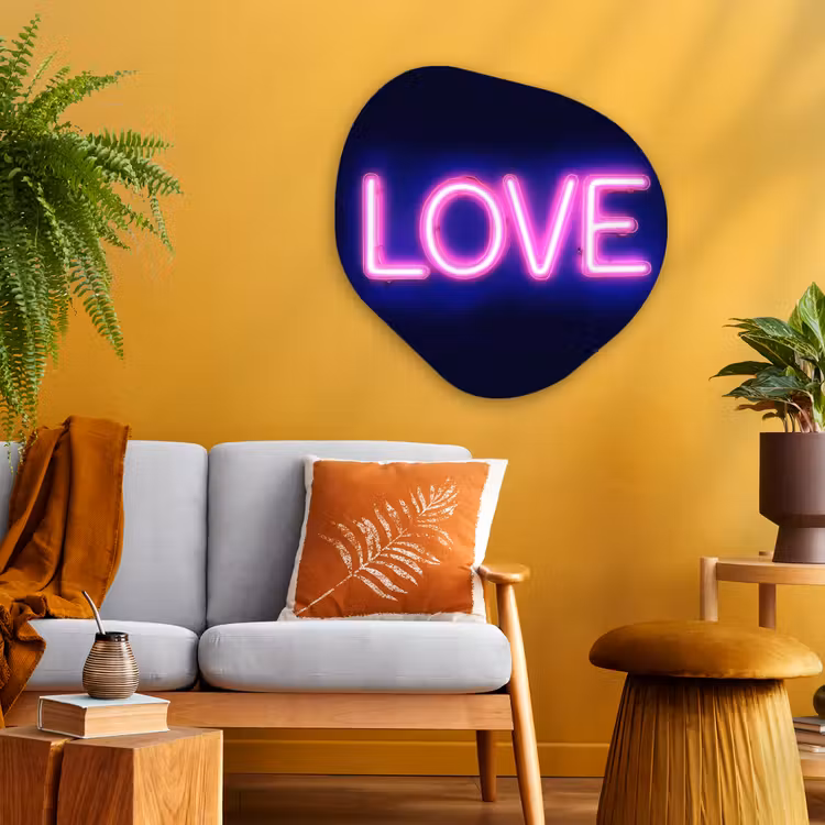Neon - Love - Valentijn Wandcirkel Organisch Plexiglas middel -sfeer4