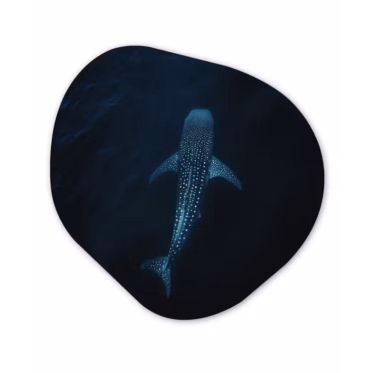 Oceaan - Walvishaai - Donkerblauw - Vlekken Wandcirkel Organisch Plexiglas middel -3d