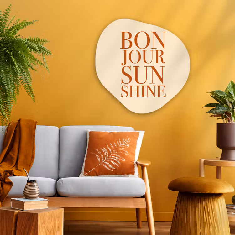 Oranje - Quote - Sun Wandcirkel Organisch Plexiglas middel -sfeer4