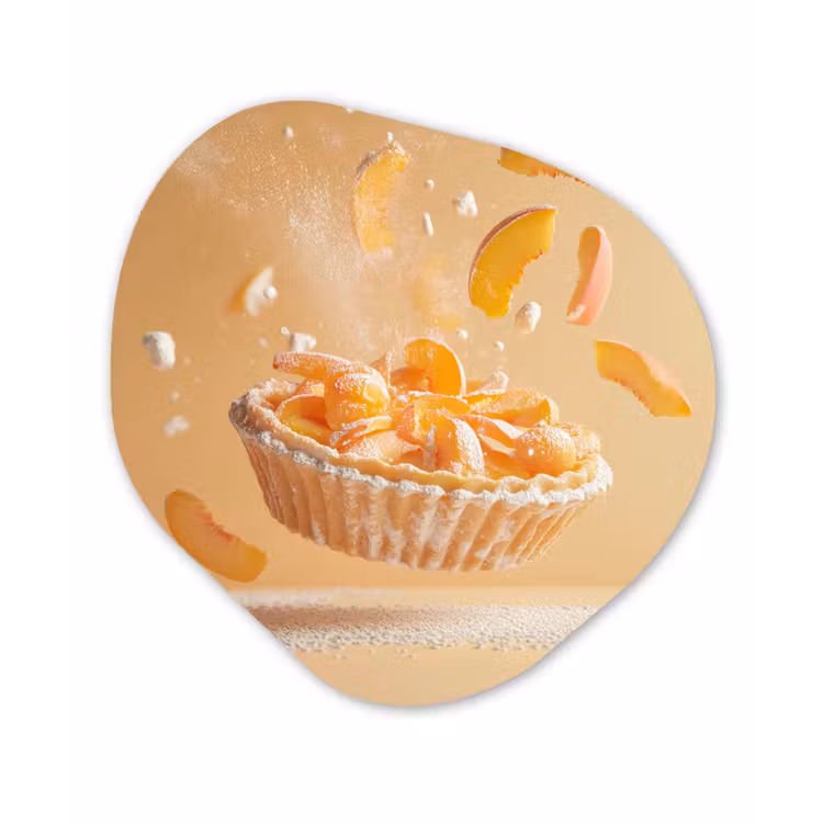 Peach - Eten - Taart - Oranje Wandcirkel Organisch Plexiglas middel -3d