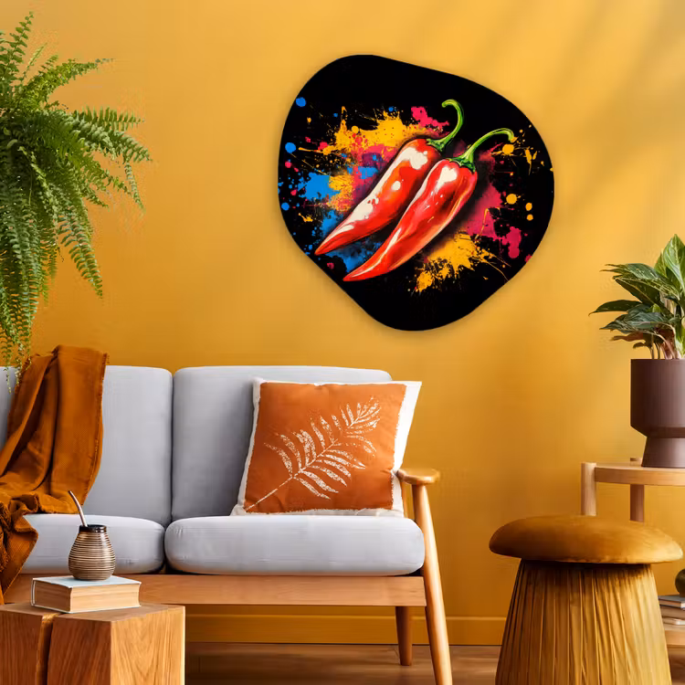 Peper - Graffiti - Verf - Abstract - Modern - Kleurrijk Wandcirkel Organisch Plexiglas middel -sfeer4
