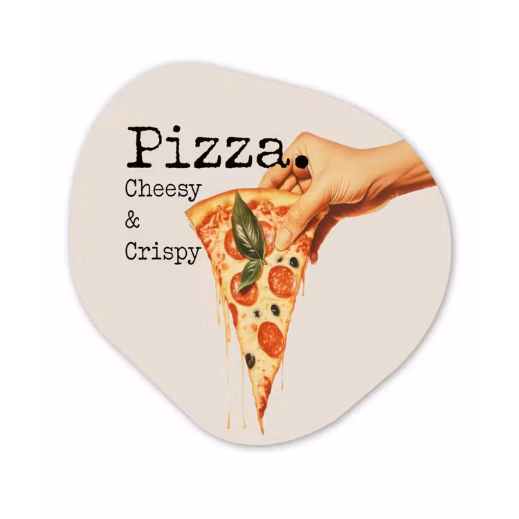 Pizza - Kaas - Pepperoni Wandcirkel Organisch Plexiglas middel -3d