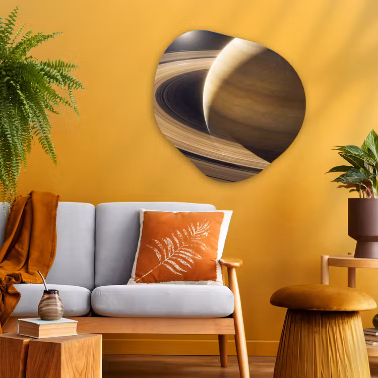 Organisch schilderij glas - Planeet - Ringen - Ruimte - Planeet - Ringen - Ruimte Wandcirkel Organisch Plexiglas middel