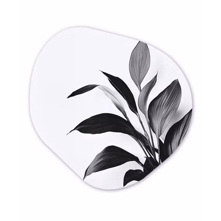 Plant - Bladeren - Minimalistisch - Zwart Wandcirkel Organisch Plexiglas middel -3d