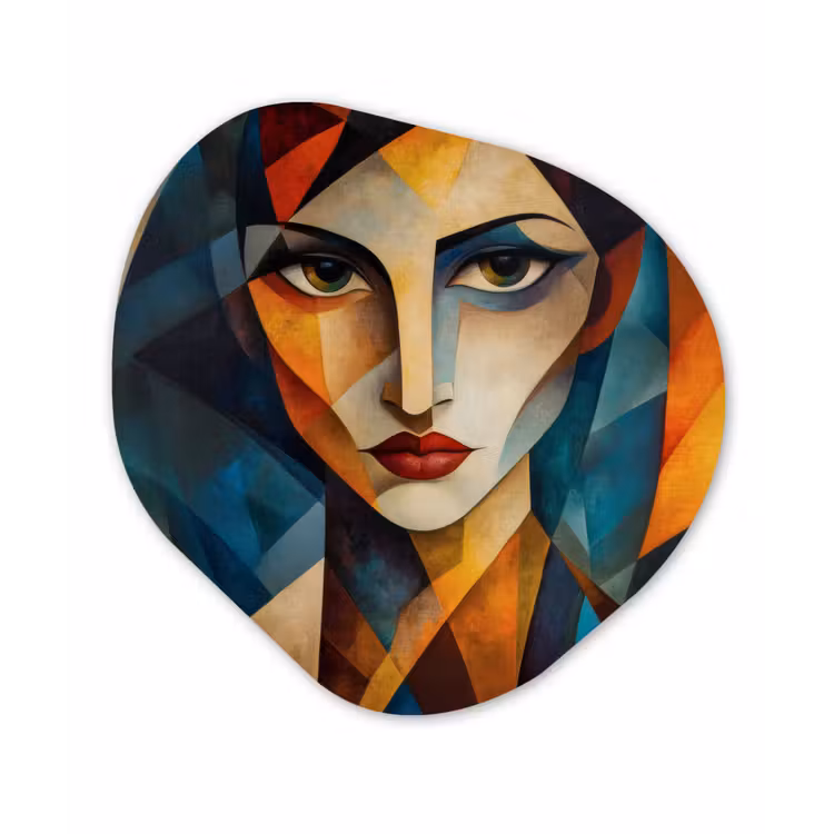 Portret - Abstract - Vormen Wandcirkel Organisch Plexiglas middel -3d