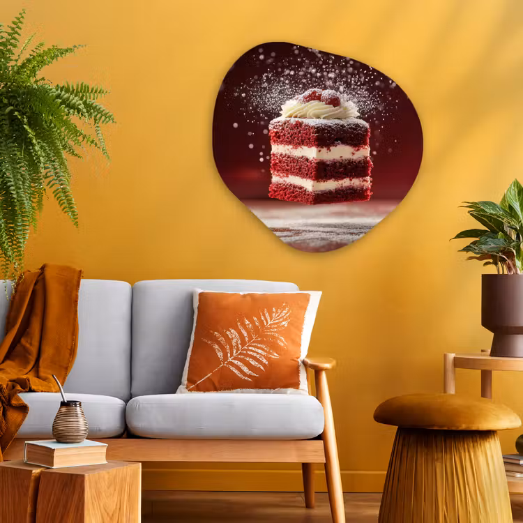 Rode - Velvet - Taart - Eten Wandcirkel Organisch Plexiglas middel -sfeer4