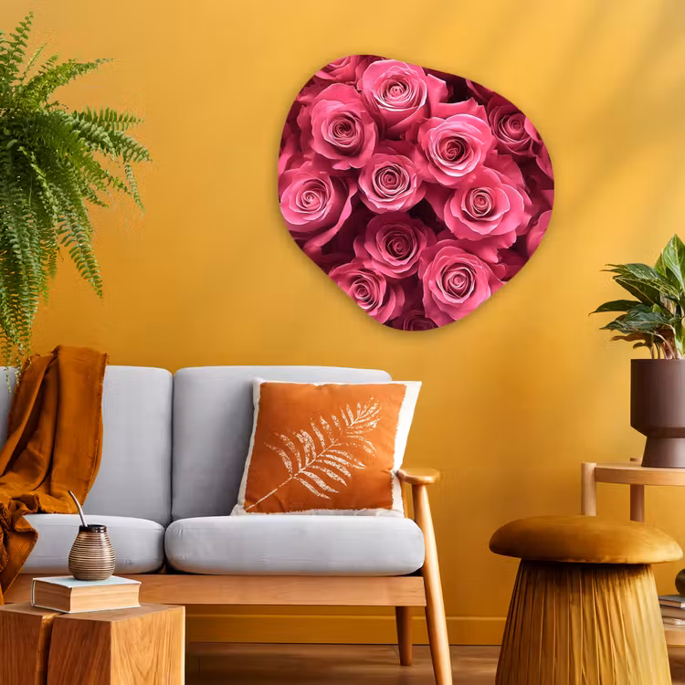 Rozen - Pink - Bloem Wandcirkel Organisch Plexiglas middel -sfeer4