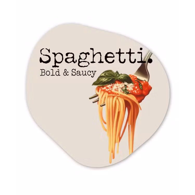 Spaghetti - tomatensaus - Parmezaanse kaas Wandcirkel Organisch Plexiglas middel -3d