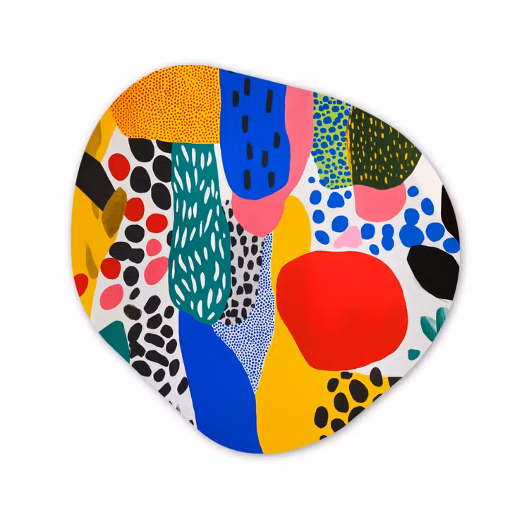 Stippen - Vormen - Modern - Kleuren Wandcirkel Organisch Plexiglas middel -3d