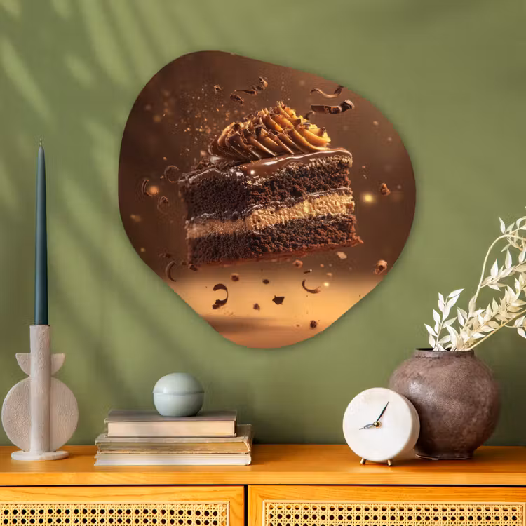 Taart - Chocolade - Eten - Brownie Wandcirkel Organisch Plexiglas middel -sfeer2