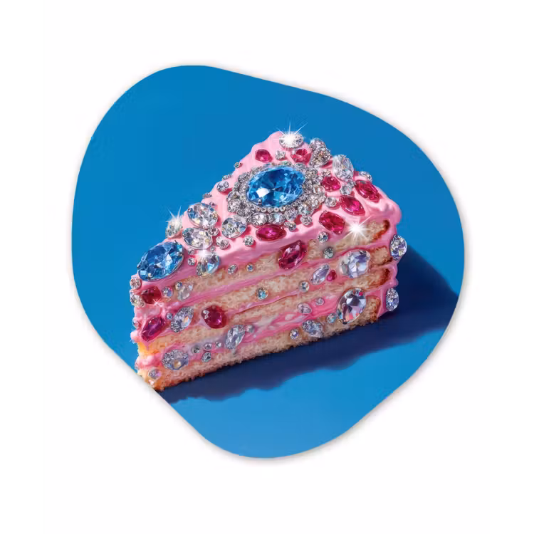 Taart - Edelstenen - Glitters - Roze Wandcirkel Organisch Plexiglas middel -3d