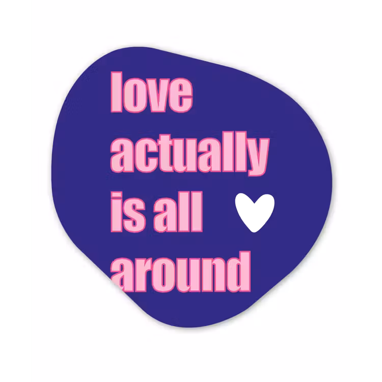 Tekst - Valentijn - Love - Blauw Wandcirkel Organisch Plexiglas middel -3d