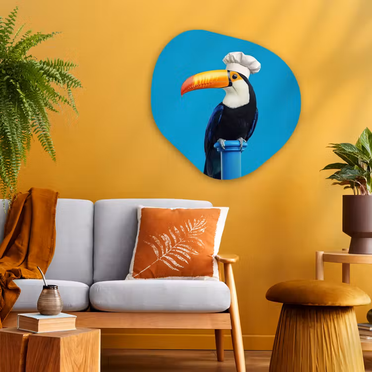 Tucan - Sokkel - Vogel - Koksmuts Wandcirkel Organisch Plexiglas middel -sfeer4
