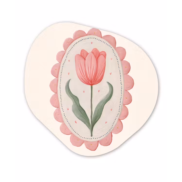 Tulp - Lijst - Ovaal - Illustratie Wandcirkel Organisch Plexiglas middel -3d