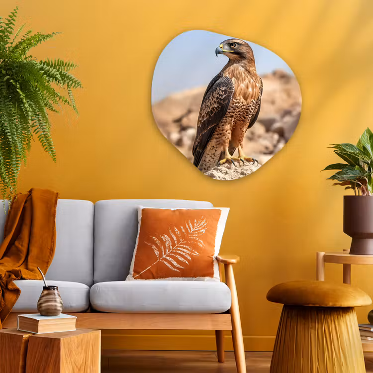 Valk - Vogel - Rots - Macht Wandcirkel Organisch Plexiglas middel -sfeer4