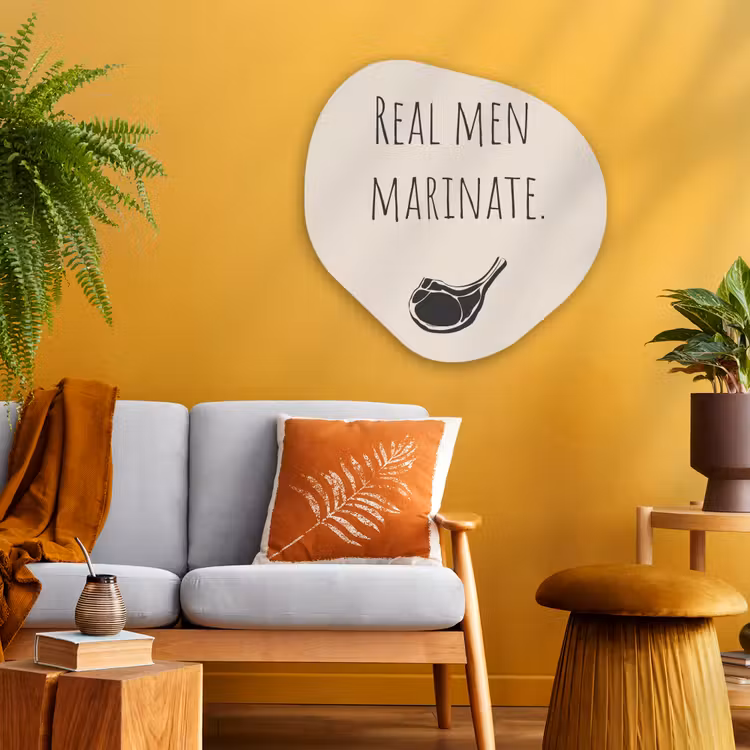 Vlees - Minimalistisch - Beige - Quote Wandcirkel Organisch Plexiglas middel -sfeer4