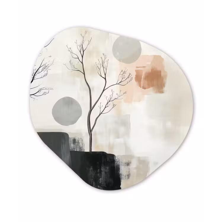Wabi sabi - Beige - Plant Wandcirkel Organisch Plexiglas middel -3d