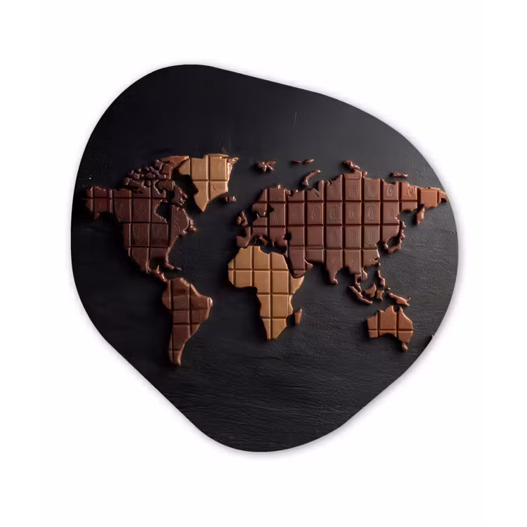 Wereldkaart - chocola - Smakelijke uitstraling Wandcirkel Organisch Plexiglas middel -3d