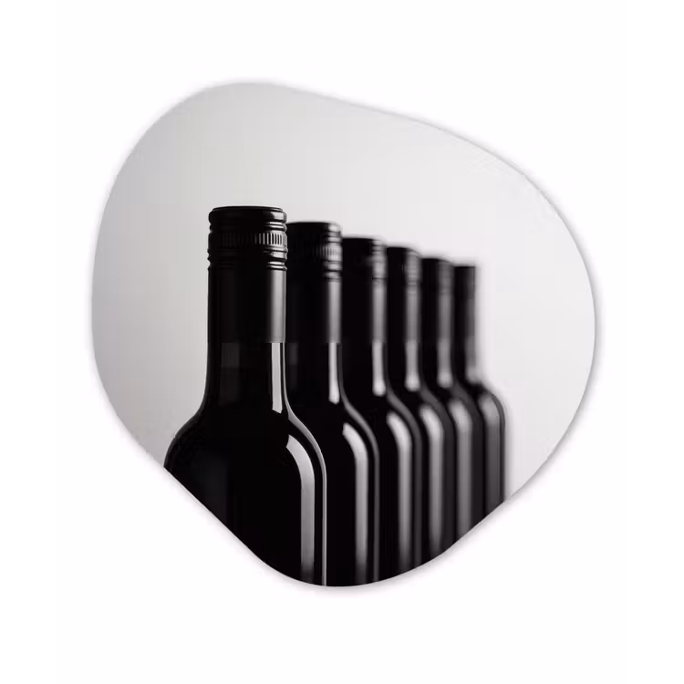 Wijnflessen - Zwart - Minimalistisch Wandcirkel Organisch Plexiglas middel -3d