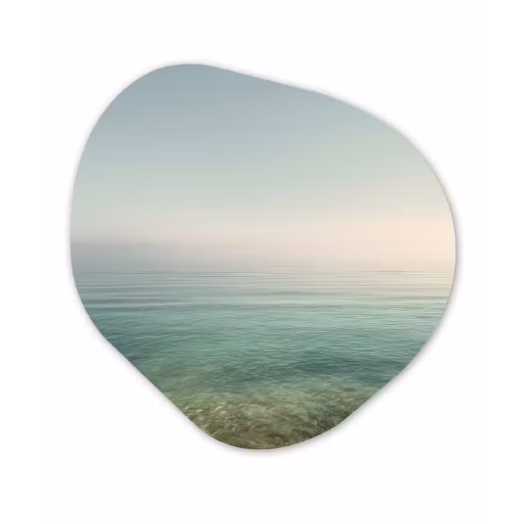 Zee - Horizon - Blauw - Mist Wandcirkel Organisch Plexiglas middel -3d
