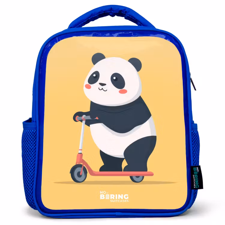 Panda - Step - Geel Kinderrugzak - Blauw middel -3d