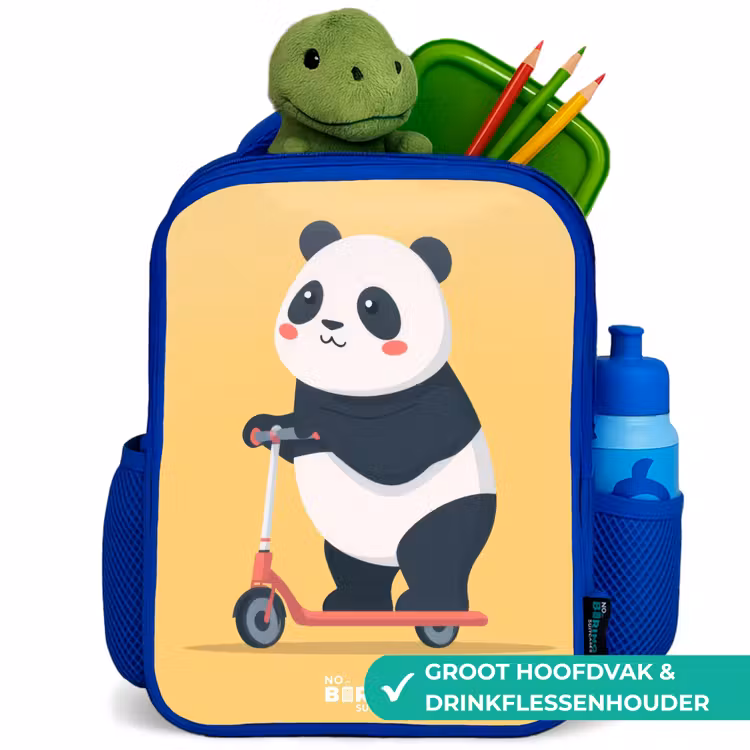 Panda - Step - Geel Kinderrugzak - Blauw middel -inhoud_NL