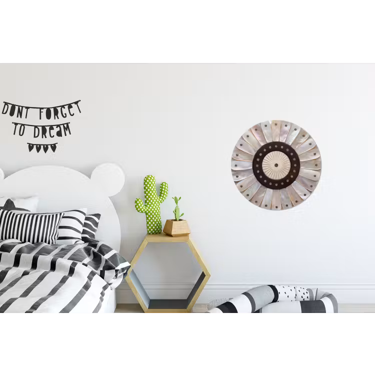 Parelmoer - Patroon - Decoratie - Ambacht - Wit Wandcirkel aluminium klein -kinderkamer