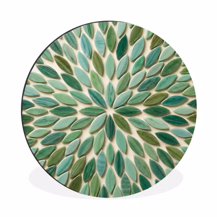 Patroon - Blad - Groen - Abstract Wandcirkel aluminium klein -3d
