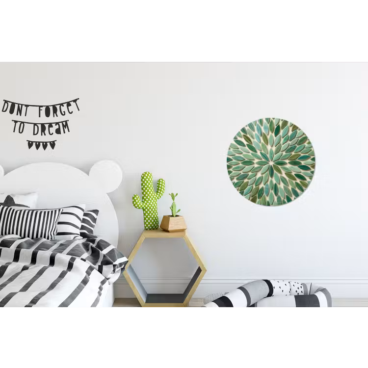 Patroon - Blad - Groen - Abstract Wandcirkel aluminium klein -kinderkamer