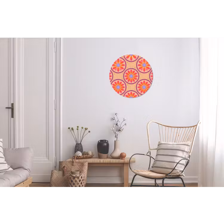 Patroon - Bloemen - Decoratief - Kleurrijk - Modern Wandcirkel aluminium klein -woonkamer