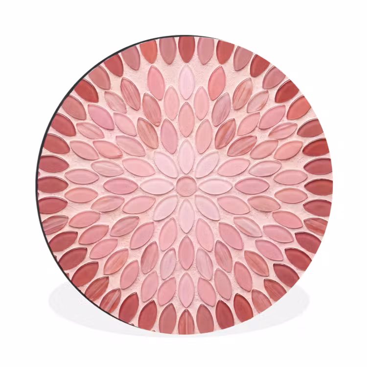 Patroon - Mozaïek - Ovaal - Abstract - Roze Wandcirkel aluminium klein -3d
