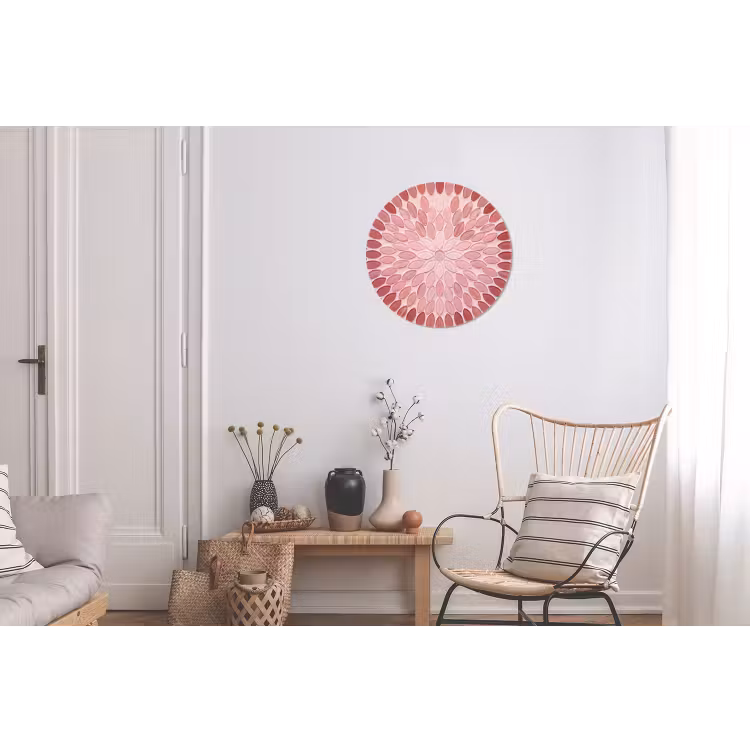 Patroon - Mozaïek - Ovaal - Abstract - Roze Wandcirkel aluminium klein -woonkamer
